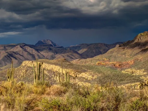 clouds over desert mountains