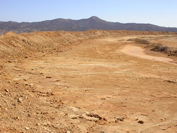 A dry, dusty desert landscape
