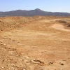 A dry, dusty desert landscape